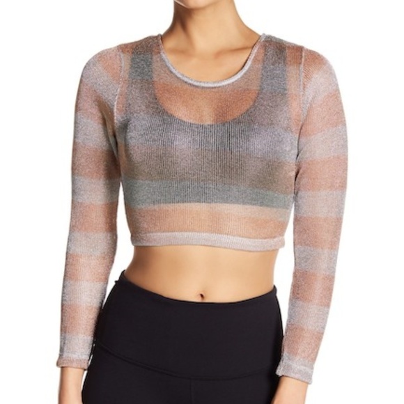 Sam Edelman Tops - Sam Edelman Metallic Open Knit Crop Top
